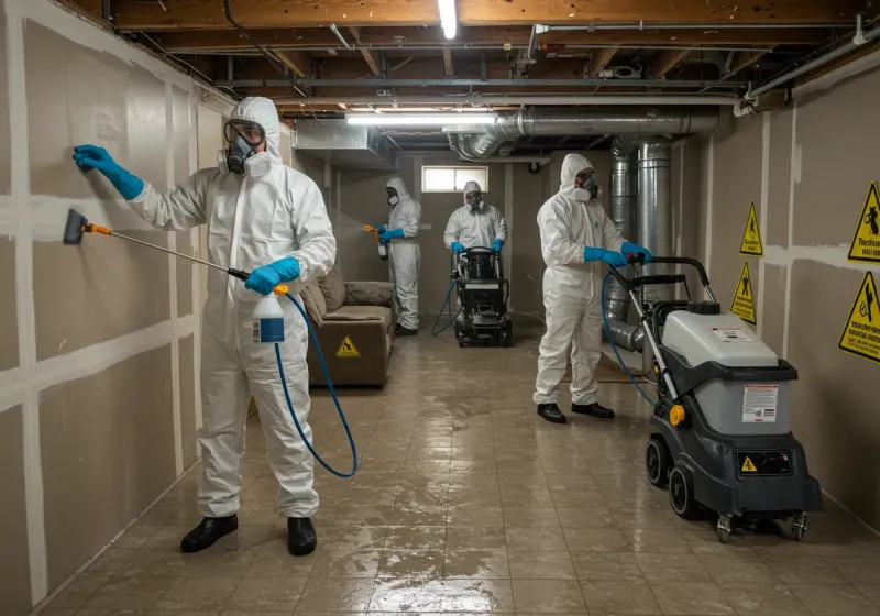 Basement Moisture Removal and Structural Drying process in Suncoast Estates, FL